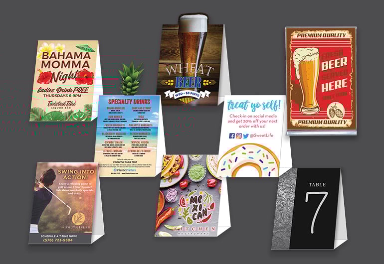Restaurant table tents cheap